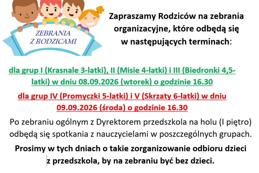 Zdjęcie: Zebrania organizacyjne z Rodzicami